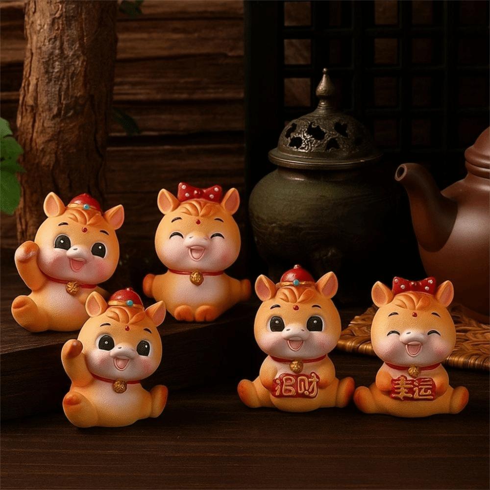 Lifelike 2026 Horse Year Figurines Resin Horse Statue Zodiac Horse Mascot New Year Gift