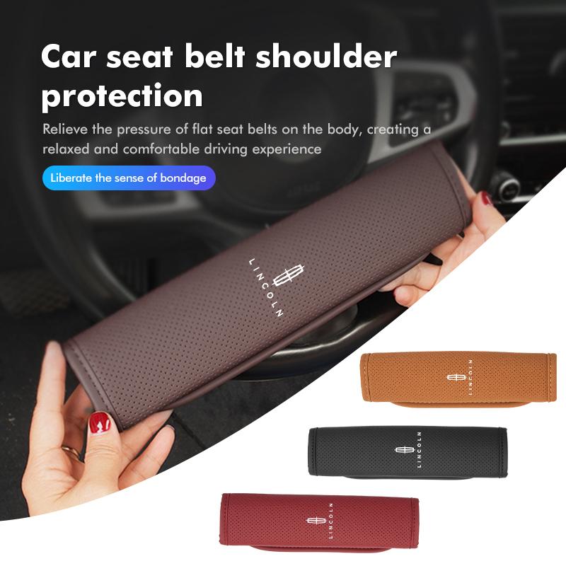 Leather Car Seat Belt Shoulder Protection Pad Auto Accessorie For Lincoln Navigator Continental Corsair MKC Nautilus Voyager gfsd7