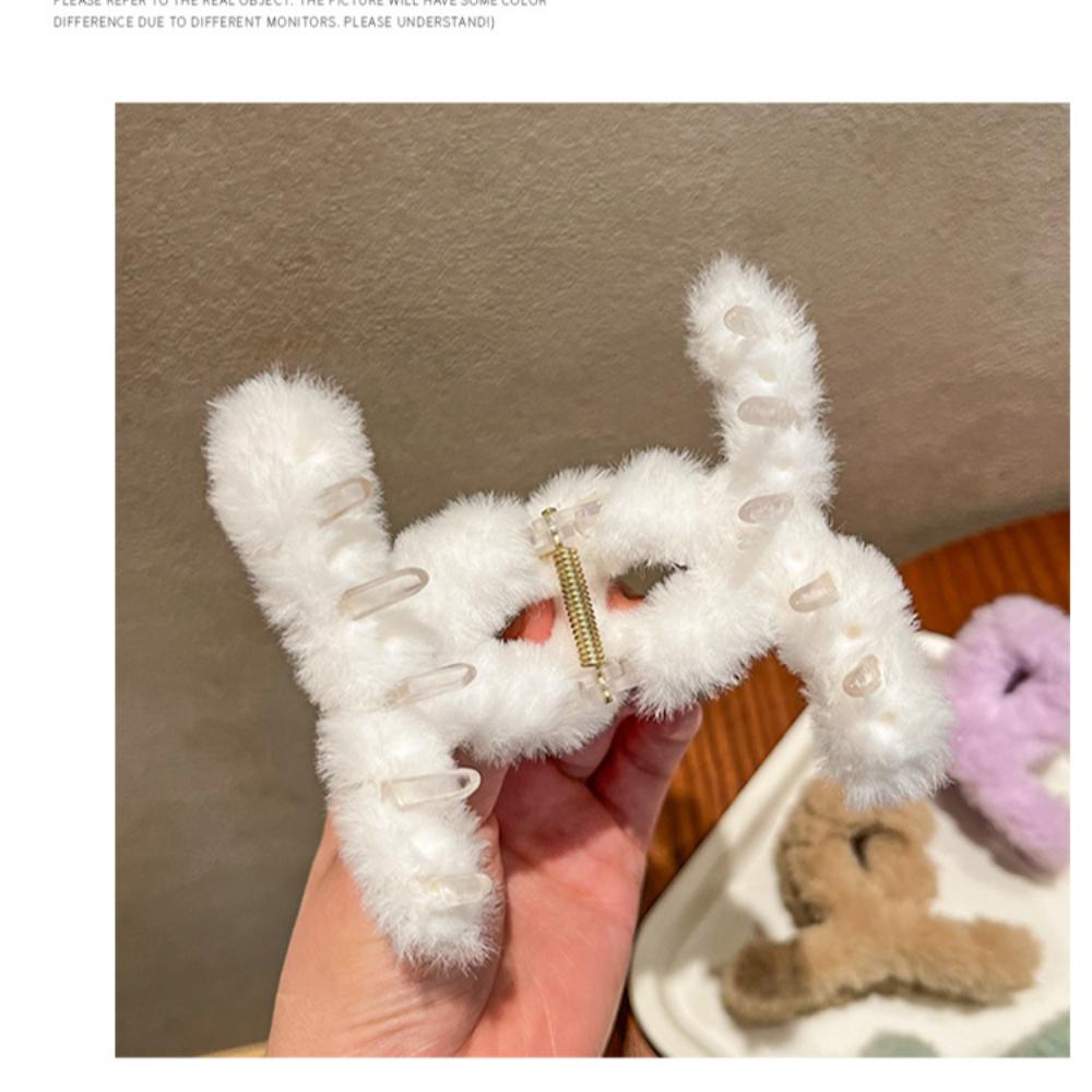 Faux Fur Hair Claw Fluffy Hair Barrettes Hairpins Crab Headwear Autumn