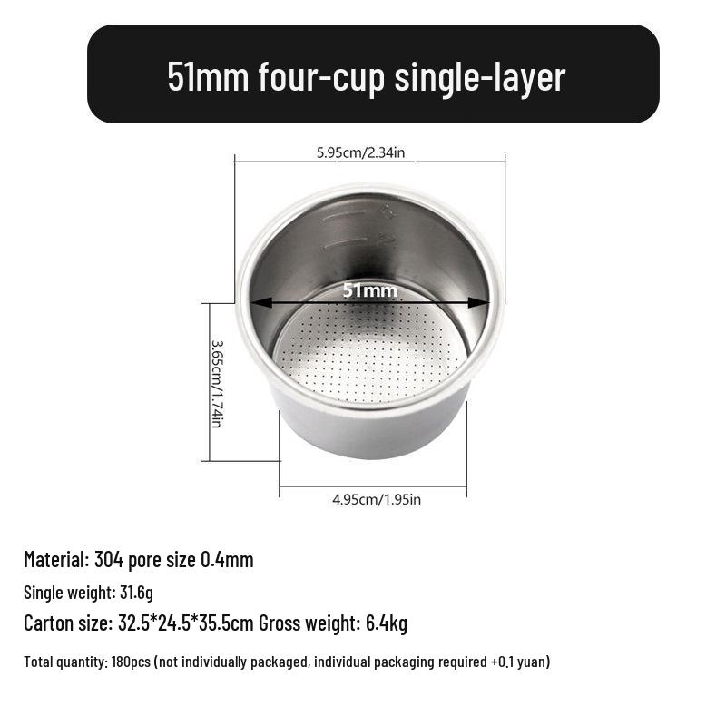 Stainless Steel Coffee Powder Bowl Filter: Single/Double 51, 58 & 53 Blind Bowl Options