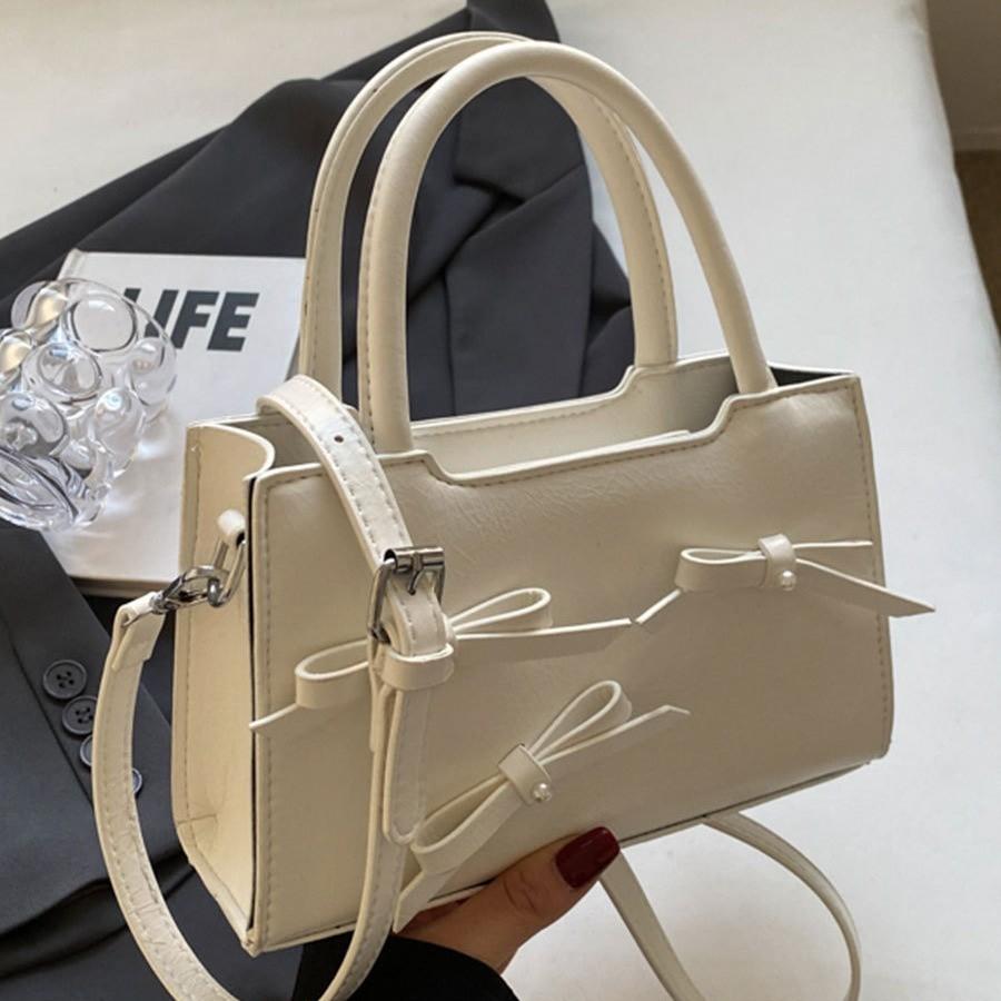 Stylish Small Kelly Bag With Butterfly Bow Design Pu Material Street Fashion Trend Oval Shape 2023 New Winter Shoulder Bag
