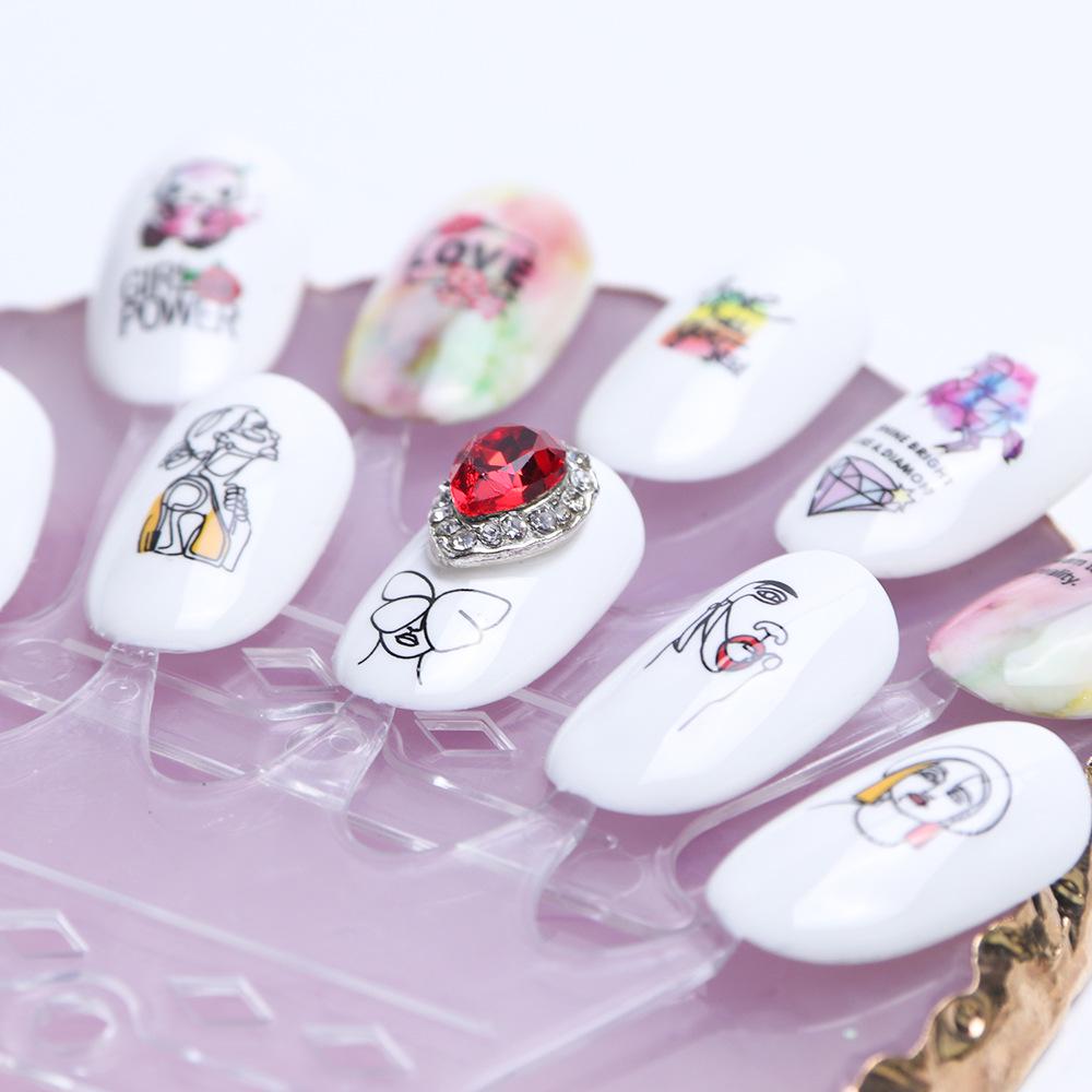 Наклейки для дизайна ногтей в 12 стилях с абстрактными, цветочными и геометрическими рисунками