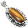 Тигровый глаз Ручная работа Серебро 925 пробы Подарок Двухцветная подвеска 2,40" h7J03
