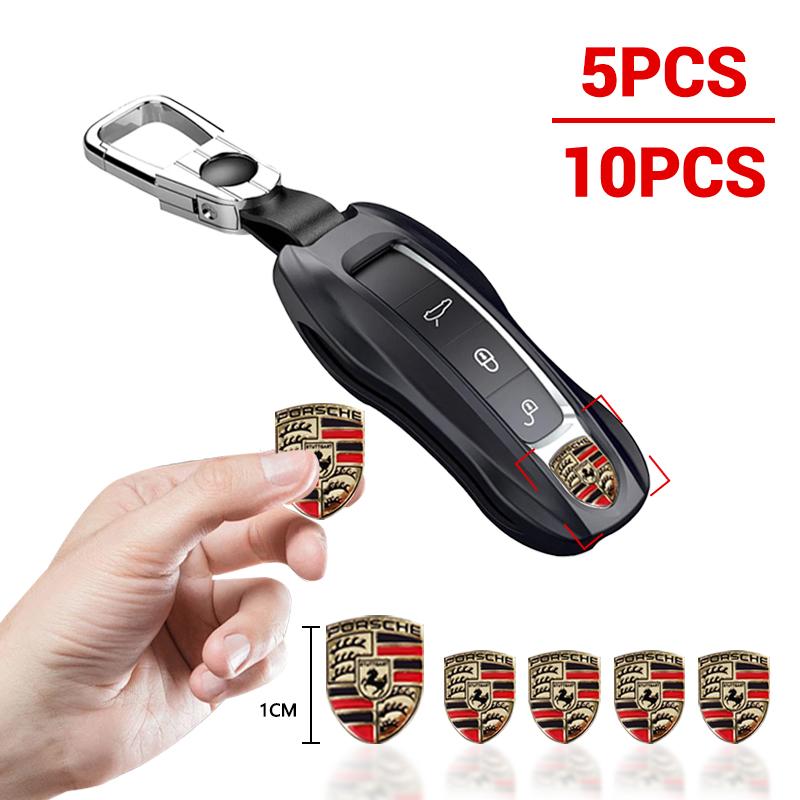 AABKW1 1cm Car Remote Key Stickers Badge Emblem Car Accessories For Porsche Cayenne Panamera Macan 911 718 Taycan Boxster Cayman 918