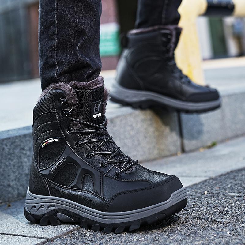Зимние мужские уличные плюшевые ботинки, походная обувь, повседневная хлопковая обувь, размеры 39–46