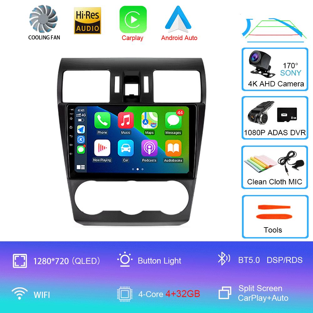 Автомобильное радио Android 14 Carplay для Subaru WRX Forester 4 SJ 2016 2017 2018 - 2022 Навигация GPS Мультимедийный проигрыватель Wi-Fi+4G BT DSP