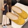 35-43 Size Large Women's Shoes, Flat Bow Toe Toe Slippers, 2025 New French Anti-slip Outerwear Mules