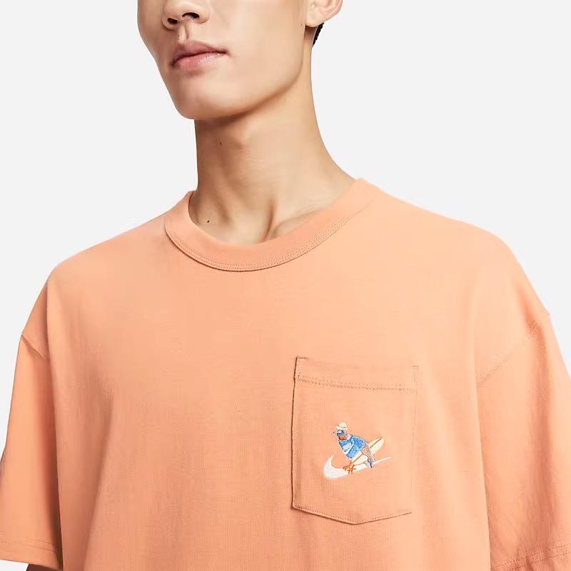 Nike Letter Print Back Plant American Retro Dopamine Loose Casual Sport Round Neck Short Sleeve Drop Shoulder T-Shirt Men Tops Orange FQ0351-225