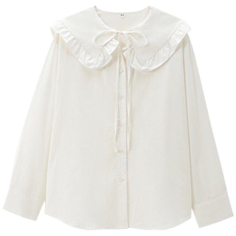 Fashion Style 2024 Autumn New Women's Clothing Stylish Cotton Small Round Lapel Long Sleeve Shirt 4786263