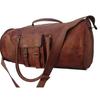 Men's Brown Vintage Genuine Goat Leather Travel Luggage Duffle Gym Bags
