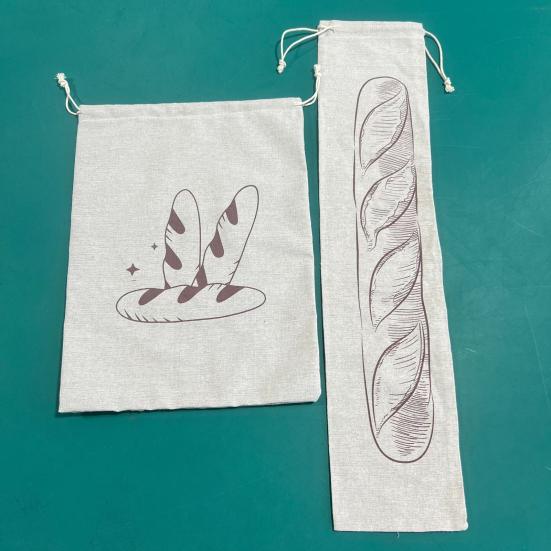 Yousheng Drawstring Bread Bag Reusable Linen Bread Storage Bag Homemade Loaf Bread Container Unbleached Food Dry Fruits Bag Kitchen Gadgets