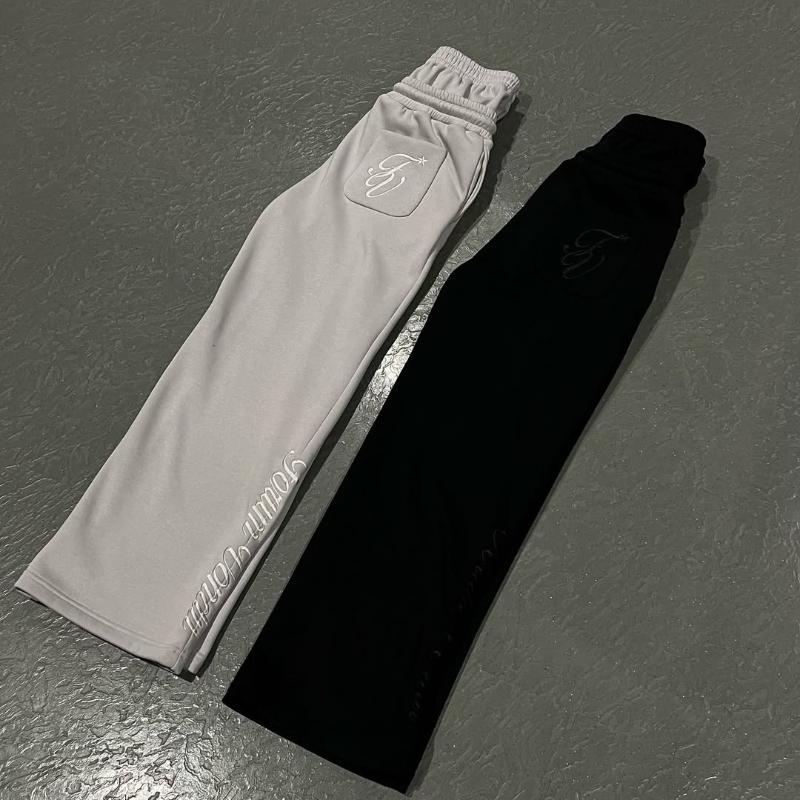 Европейские и американские повседневные простые пары с вышивкой модные креативные спортивные штаны с двойной талией и складками