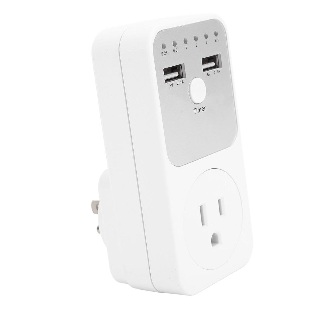 6H Timer Socket 2 USB Ports Voltage Protector Smart Home Countdown Timer Socket Lamps Indoor