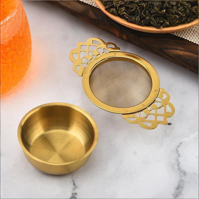 Stainless Steel Tea Strainer Dual Handles Lace Accent Reusable Fine Mesh Filter for Loose Leaf Brew at Home or Cafe