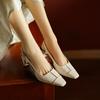 Мода 2024 Новый Модный Бренд Женские Туфли на Высоком Каблуке Лодочки Слингбэки Летние Сандалии Обувь из Натуральной Кожи Женская Вечерняя Свадебная Обувь Туфли
