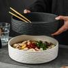 10-дюймовая матовая суповая миска с эффектом инея, черно-белая керамика, каменный узор, для дома, отелей, ресторана, большая миска, фарфоровая посуда