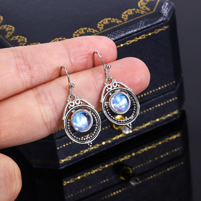 Ретро Мумбаи Луна Свадебная одежда Изысканная Для женщин Высокое качество Идеальный подарок Серьги с лунным камнем Ретро украшения Изысканные