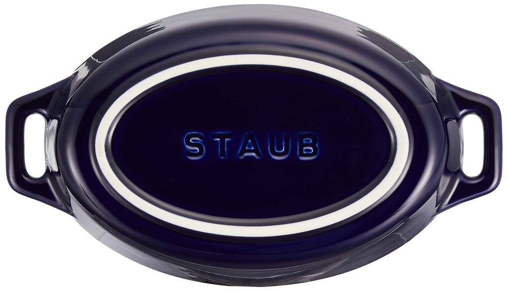Staub Dish Gran Blue Ceramic Gratin Dish Oven Microwave Safe Japanese Dish "Oval 17cm" [Authorized Product] 40508-598