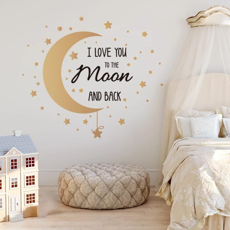 Romantic Moon Star Wall Sticker Wall Decor For Bedroom Living Room Removable PVC Wall Sticker Sticker On Wall Home Decor