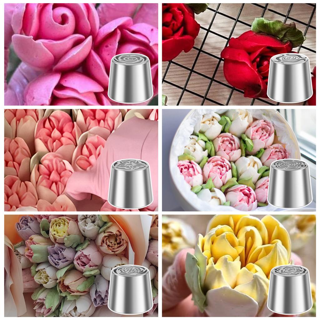 6 шт. Насадки из нержавеющей стали для русской техники, многоразовые насадки для русской техники «цветок» для украшения торта, глазурь, кремовый букет цветов
