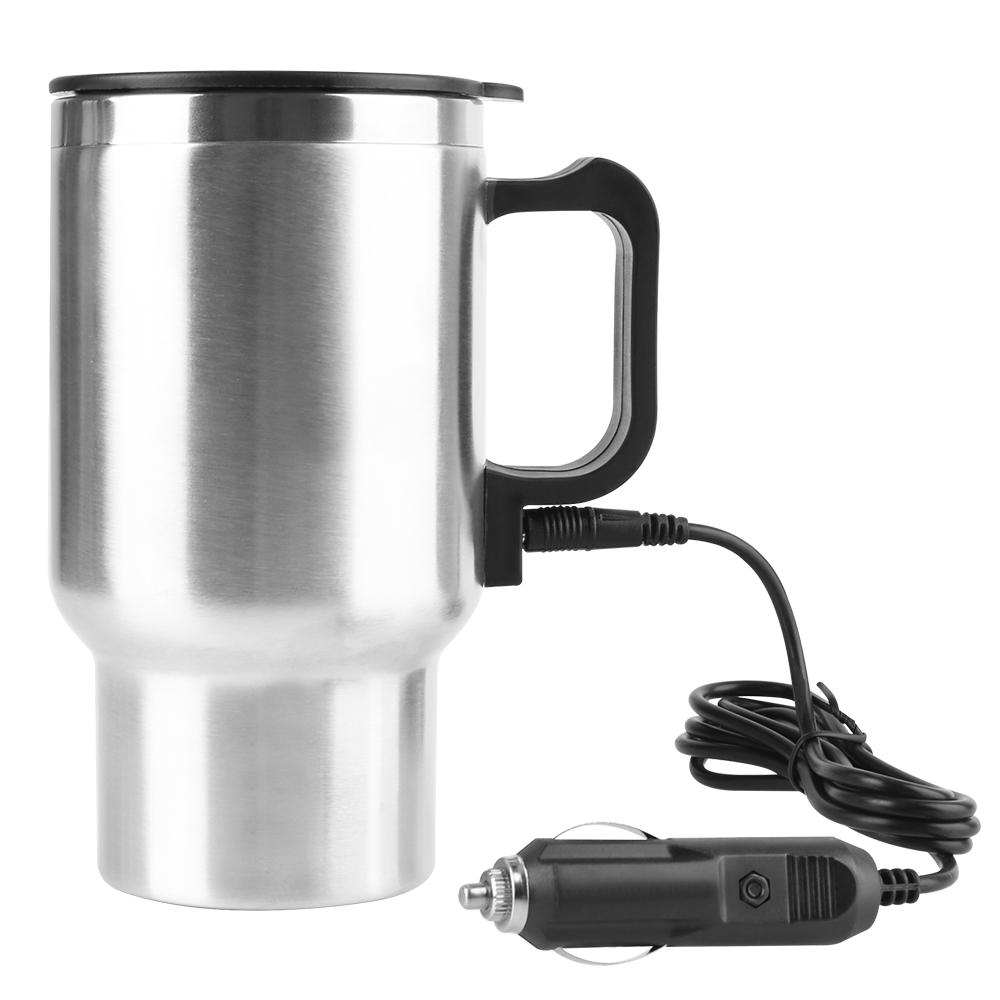 Кружка для подогрева автомобиля Электрический подогрев Автомобильная грузовая кружка Кемпинговый дорожный чайник Нержавеющая сталь Вода Кофе Молоко Термокружка 12В 450мл