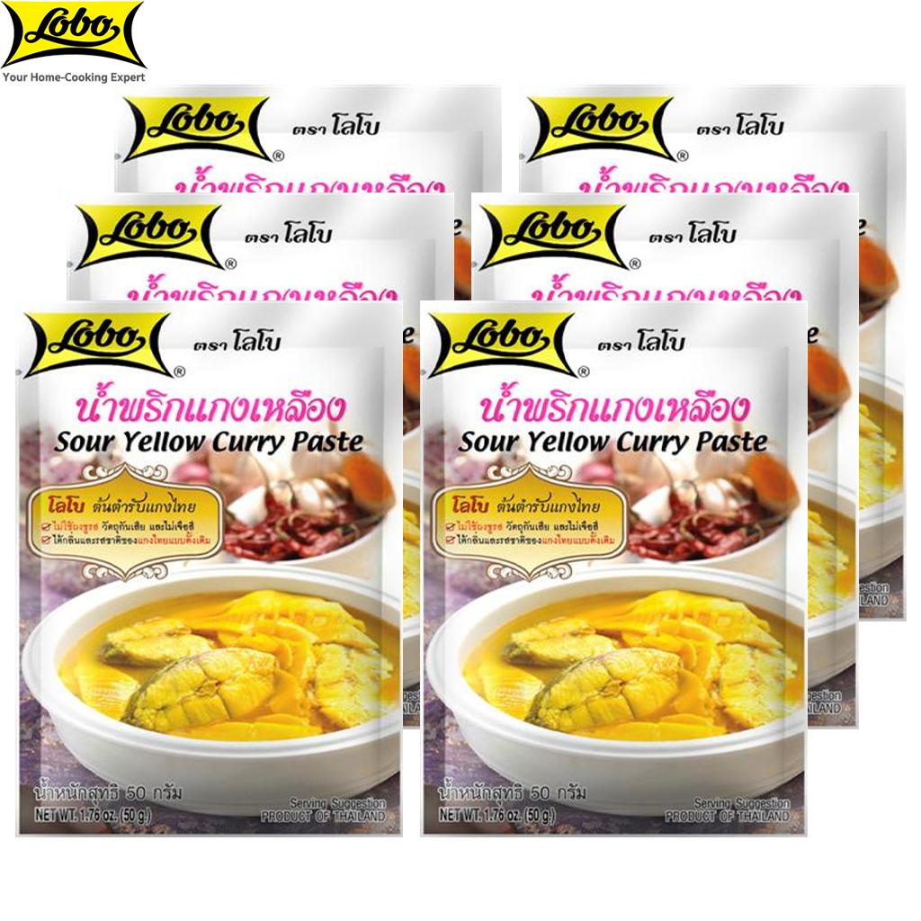 Lobo Sour Yellow Curry Paste, Authentic Thai Curry / No MSG, Preservatives or Artifical Colours Added / Makes 2 Servings, Thai Food, 50 G