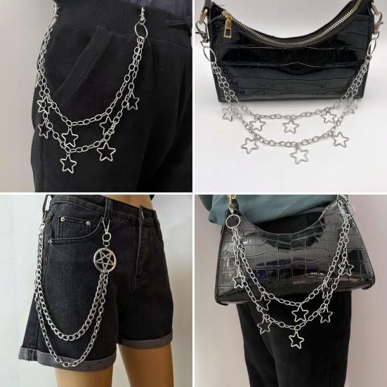 Цепочка для брюк в стиле панк, металлическая джинсовая цепочка, геометрическая цепочка на пояс в стиле хип-хоп со звездами, цепочка на пояс для