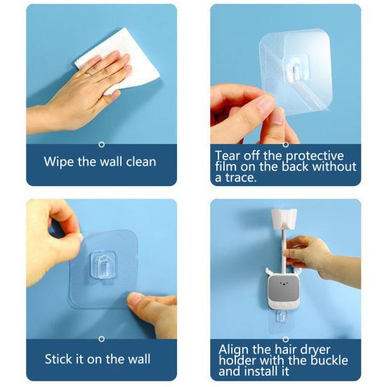 Подставка для фена настенная универсальная регулировка без пробивки роговой дизайн держатель для выпрямителя волос без помощи рук аксессуары для ванной комнаты