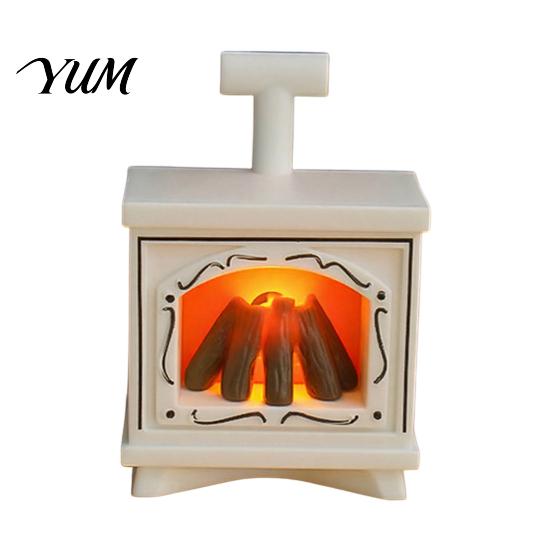 Artificial Flame Fireplace Figurine Retro Simulated Night Light, LED Flickering Lamp, Cozy Atmosphere Vintage Distressed Tabletop Decor Lights