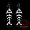 Trend 925 Sterling Silver Earrings for Women Fashion Fish Skeleton Long Drop Earring Hanging Jewelry Brincos Feminino