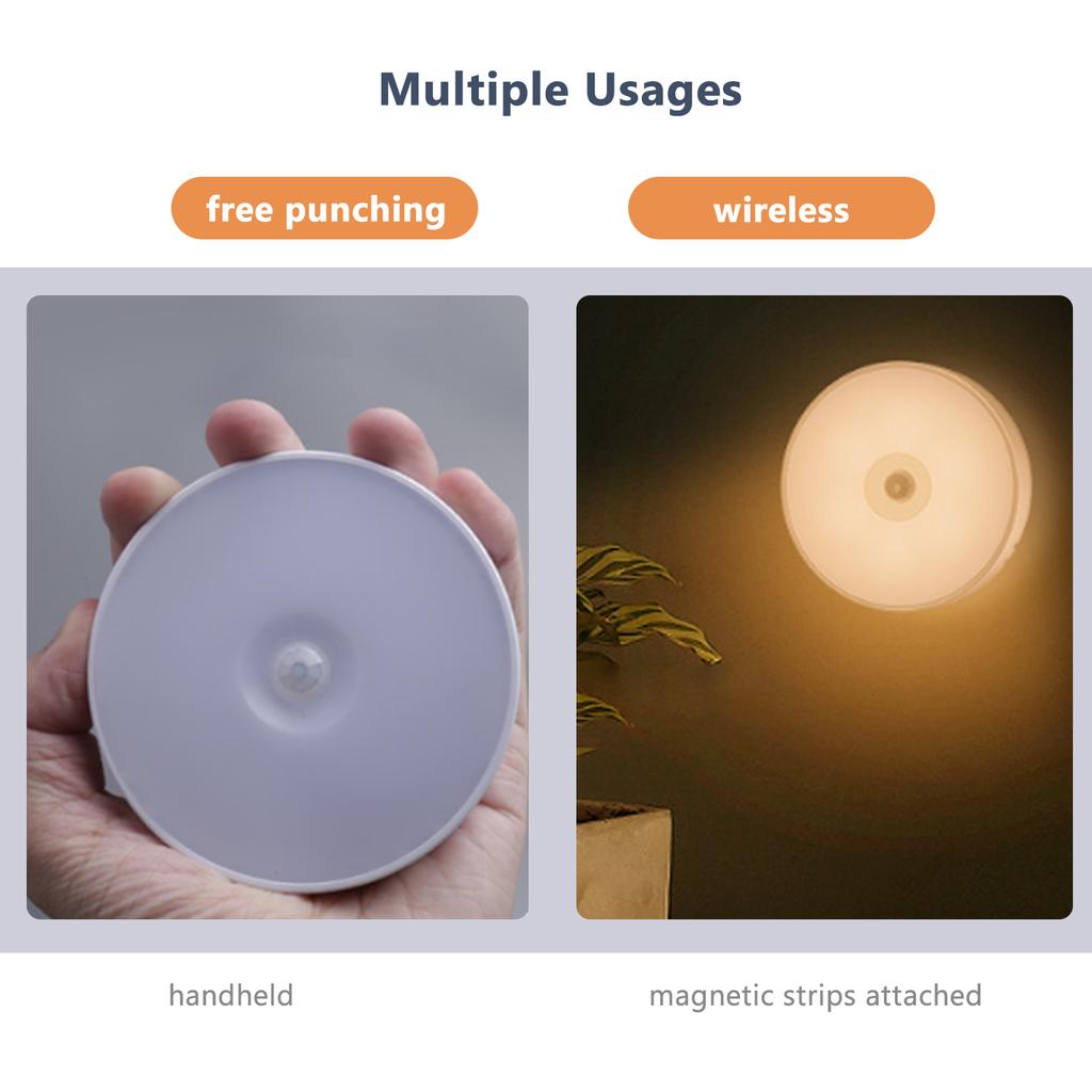 Cabinet LED Tap Light 2 Modes Touch Sensor Activated Night Light USB Rechargeable 3000K Counter Lighting with Magnetic Sheet for Bedroom Wardrobe