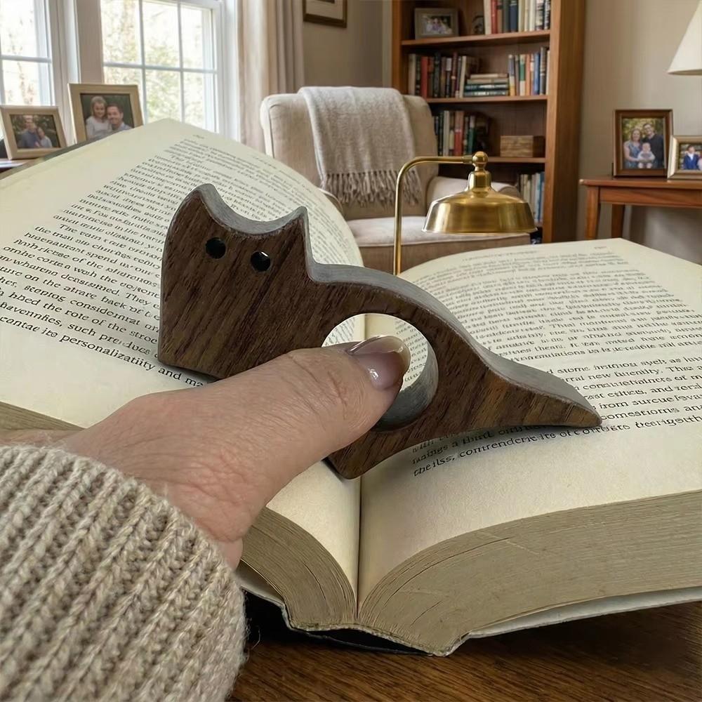 Fast Reading Aid Wooden Cat Bookmark One Hand Operation Page Holder Bookmark Reading Accessories