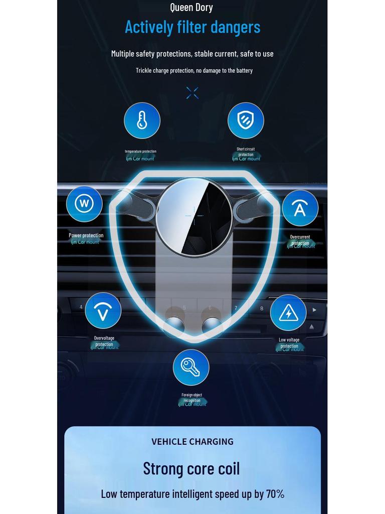 15W Wireless Car Phone Charger & Holder