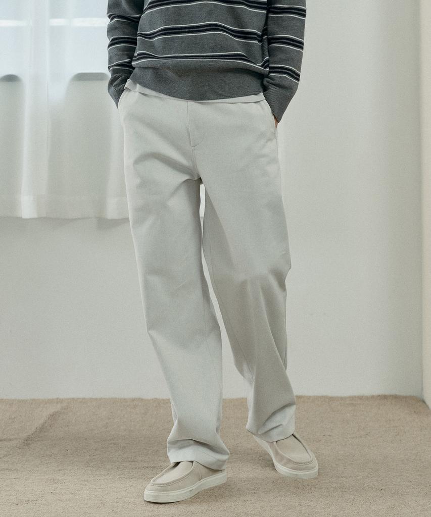 MINDBRIDGE [Couture] Полуширокие твиловые светло-серые брюки