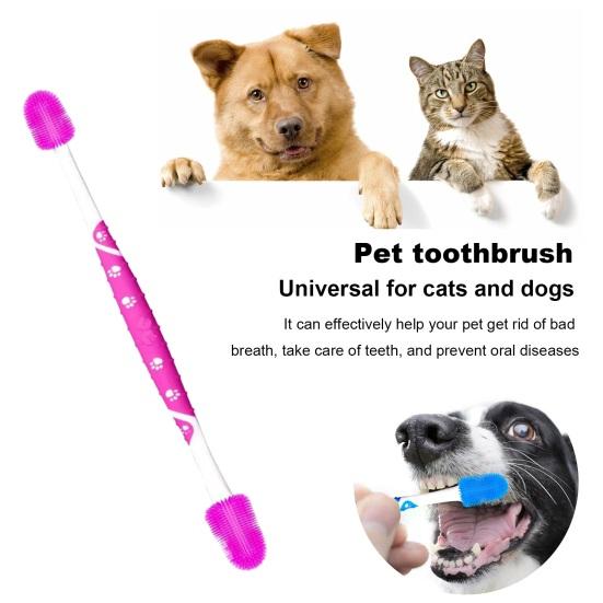 Зубная щетка для домашних животных, супермягкая силиконовая щетина, зубная щетка для чистки полости рта, двусторонняя зубная щетка для кошек