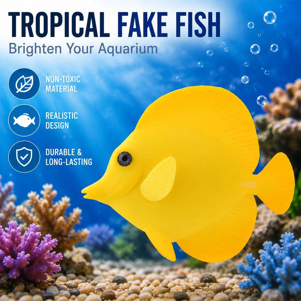Golden Tang Fish Fish Tank Ornament Silicone Fish Ornament Underwater Decoration