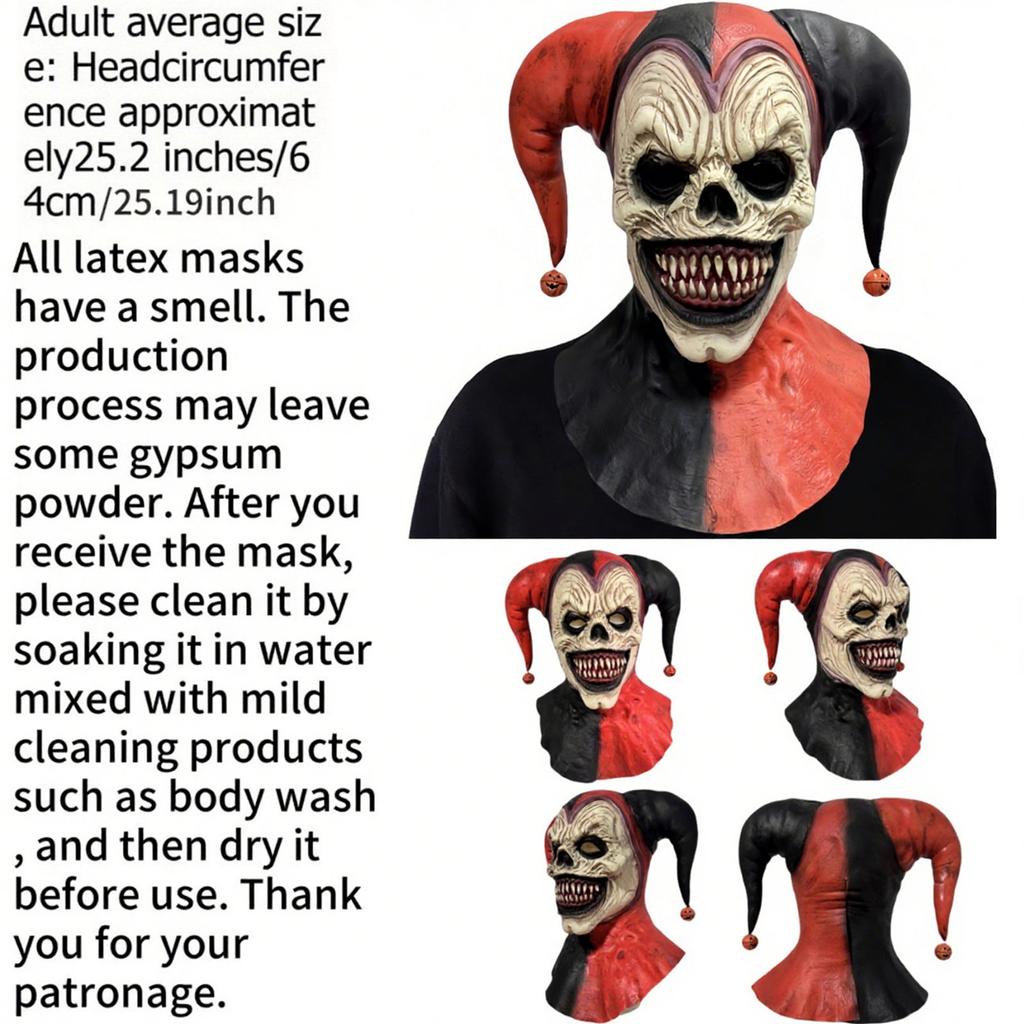 Friendly Latex Full Head Clown Mask Adult Size Ventilated Design for Costume Balls and Haunted Houses