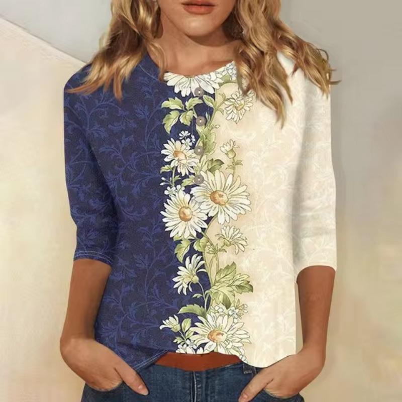 Women'S T-Shirts 3D Printing Fashion Casual Round Neck Clothing Long Sleeve Loose Printed T-Shirt Ladies Top