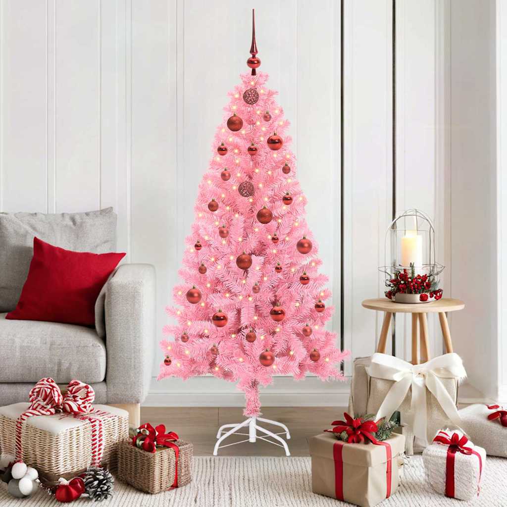Christmas Tree with 150 LEDs and Stand Pink 150 cm PVC
