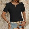 2025 Весна/Лето Новая однотонная футболка с круглым вырезом и коротким рукавом на пуговицах с открытыми плечами