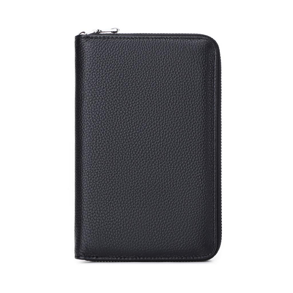 New Anti-magnetic Women's Wallet First Layer Cowhide Long Zipper Passbook Bag Large Capacity Leather Passport Wallet