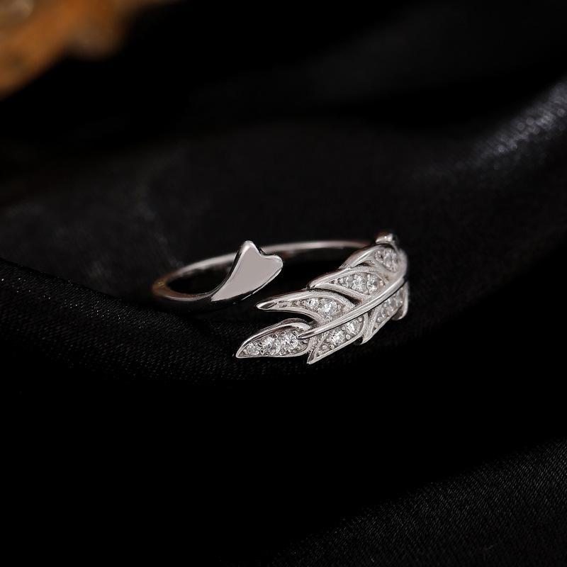 Кольцо Banyan Tree S925 Silver для женщин с открытым указательным пальцем в виде листа - простой, модный дизайн с пшеничными колосками