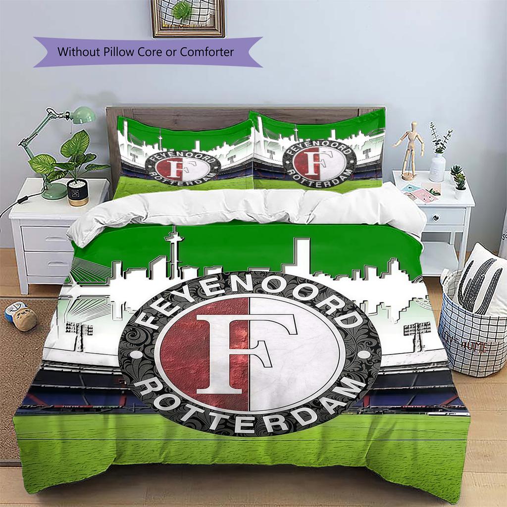 Feyenoord Rotterdam Pattern Bedding Quilt Set  Home Decoration  Gift (1 * duvet cover + 2 * pillowcase  without core)