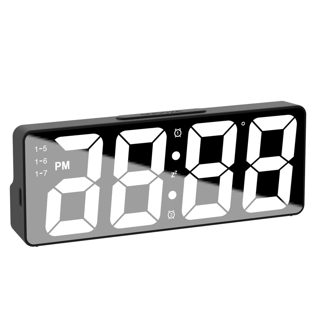 LED Electronic USB Alarm Clock with Voice-Activated Features Dual-Use Mirror for Students Special Kids' Clock