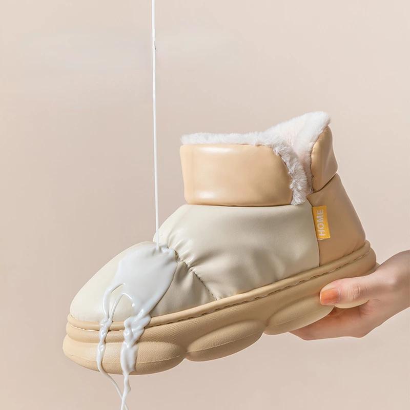 Waterproof Women Winter Ankle Snow Boots High Top Unisex Comfort Cotton Short Boot Thick Soles Outdoor Slip-on Shoes