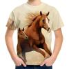 Детская одежда Детская одежда Футболка с принтом лошади для мальчика Повседневная детская футболка с коротким рукавом Топы Детская летняя одежда