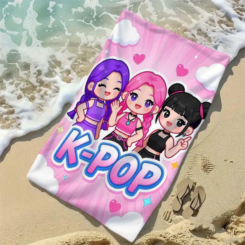 Пляжное полотенце с принтом K-Girl Group, микрофибра, мягкое, быстросохнущее, спортивное полотенце для спортзала, милое детское банное полотенце, модные повседневные пляжные аксессуары