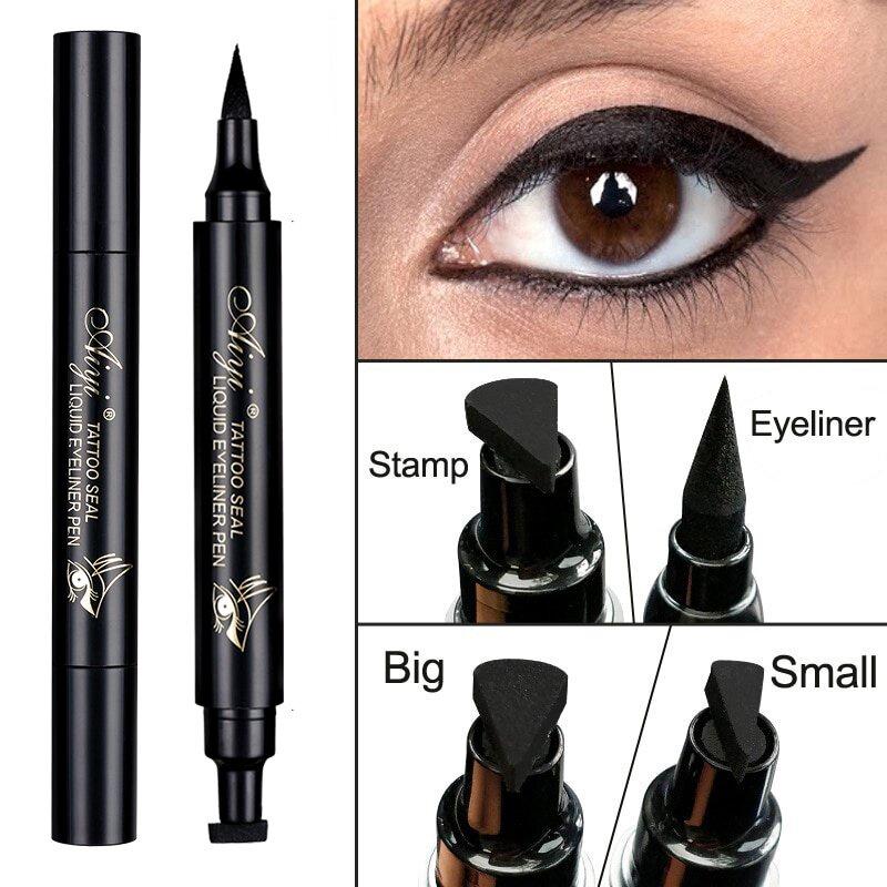 2 In 1 Waterproof Liquid Sealed Eyeliner Sealed Eyeliner Pencil Seal Stamp Long Lasting Double Head Eyeliner Pencil Sexy Eye Makeup Cosmetic