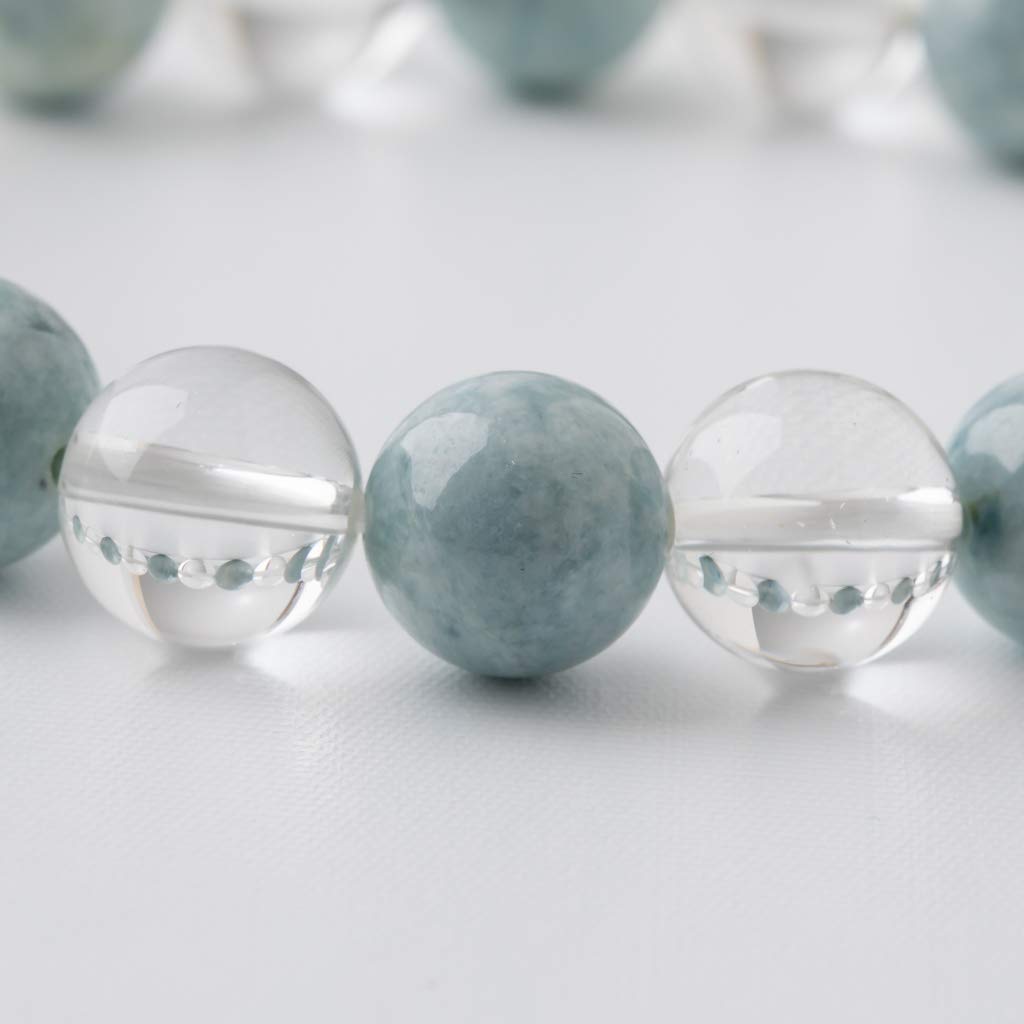 17cm Itoigawa Natural Jadeite Bracelet with Blue and a Gorgeous Japanese National Stone and Jomon Power Stone Jadeite Workshop Paulownia Wood