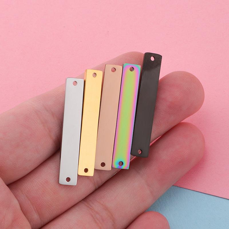 10pcs/lot Mirror Polished Stainless Steel Two Hole Rectangle Bar Connector Blank Stamping Charms For Bracelet Necklace